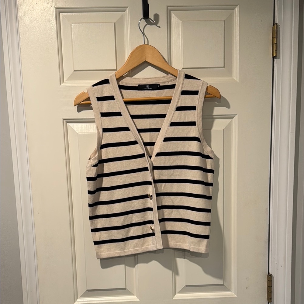 Striped Sleeveless Cardigan